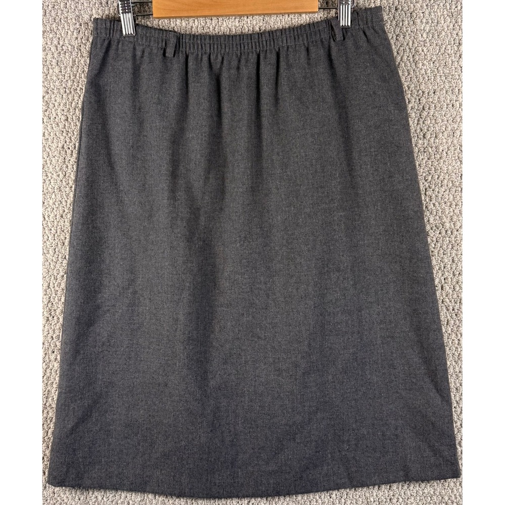 Armondio & Lana Skirt Med Gray Vintage 80s 90s Elastic Waist Pencil Knee Length